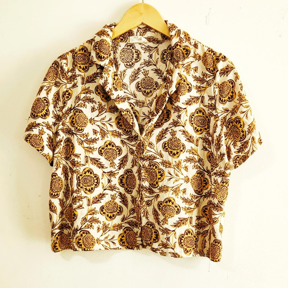 NWOT, Nicole Miller, Floral, Fall, Cropped, Button Down, Boho